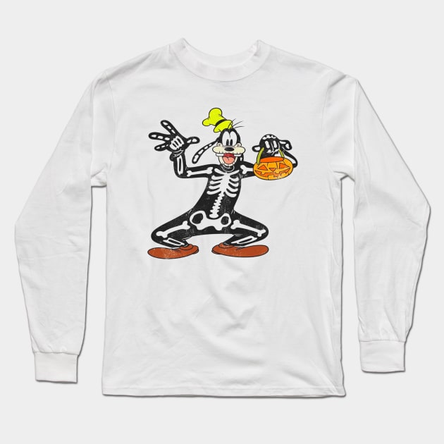 Goofy Skeleton Halloween Long Sleeve T-Shirt by williamarmin